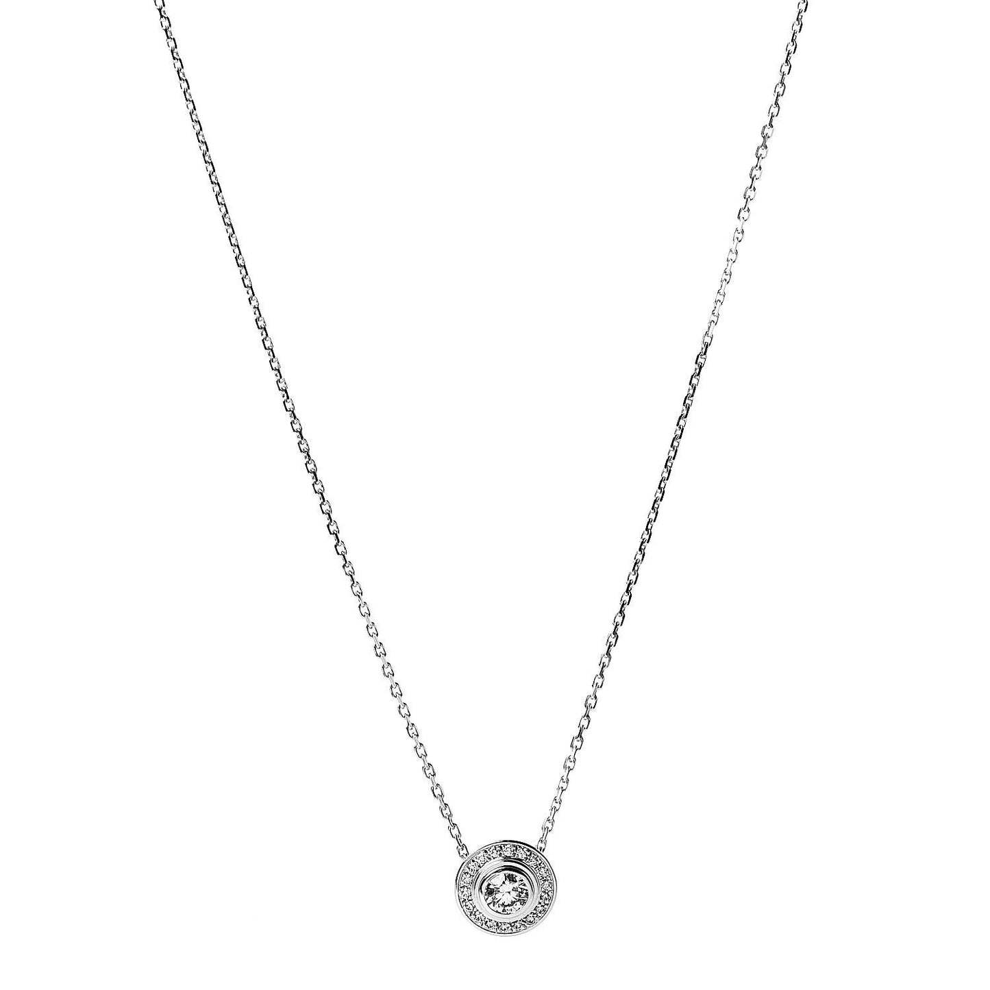 18K White Gold Diamond D'Amour Pave Pendant Necklace