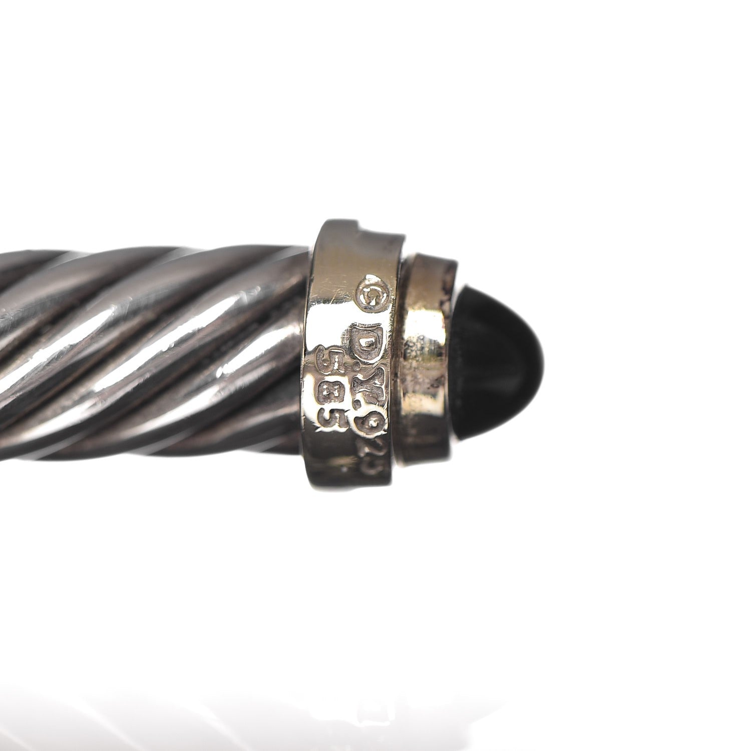 David Yurman Sterling Silver 14K Yellow Gold Black Onyx 5mm Cable Classics Petite Color Bracelet 3 of 3