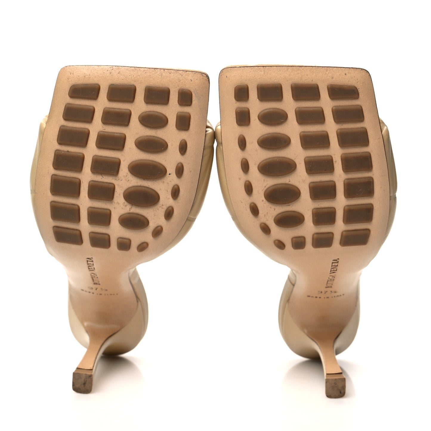 Nappa Quilted Rubber Lido Mule Sandals 37.5 Cane Sugar