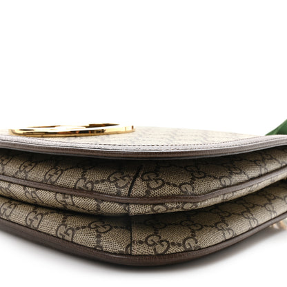 Gucci GG Supreme Monogram Textured Dollar Calfskin Web Medium Blondie Top Handle Shoulder Flap Bag Beige Ebony New Acero 10 of 10