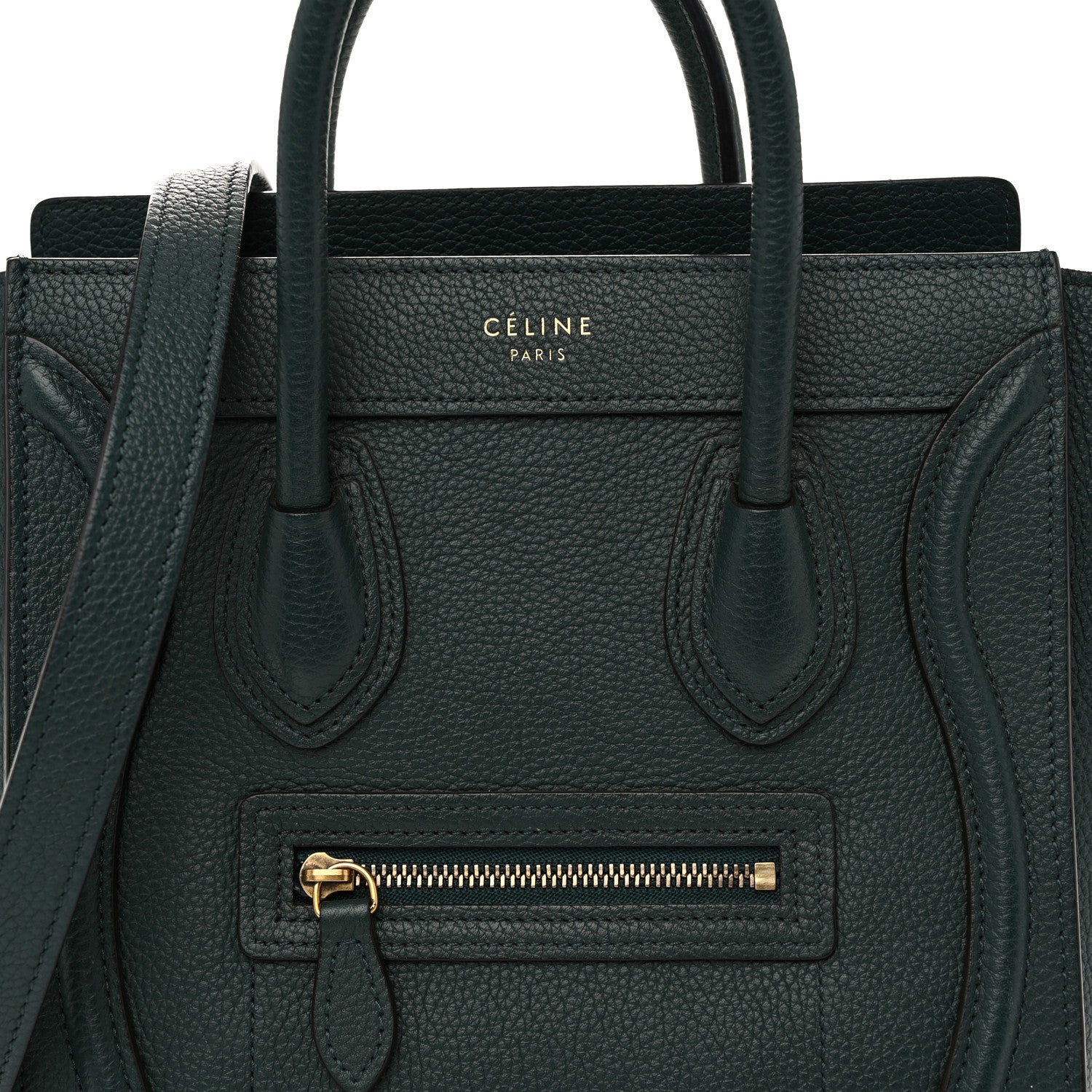Celine Drummed Calfskin Nano Luggage Amazone 7 of 9