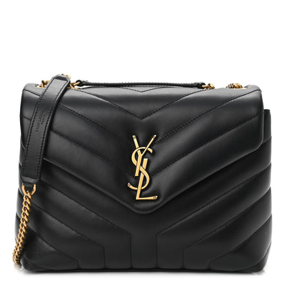 Saint Laurent Calfskin Y Quilted Monogram Small Loulou Chain Satchel Black 1 of 10