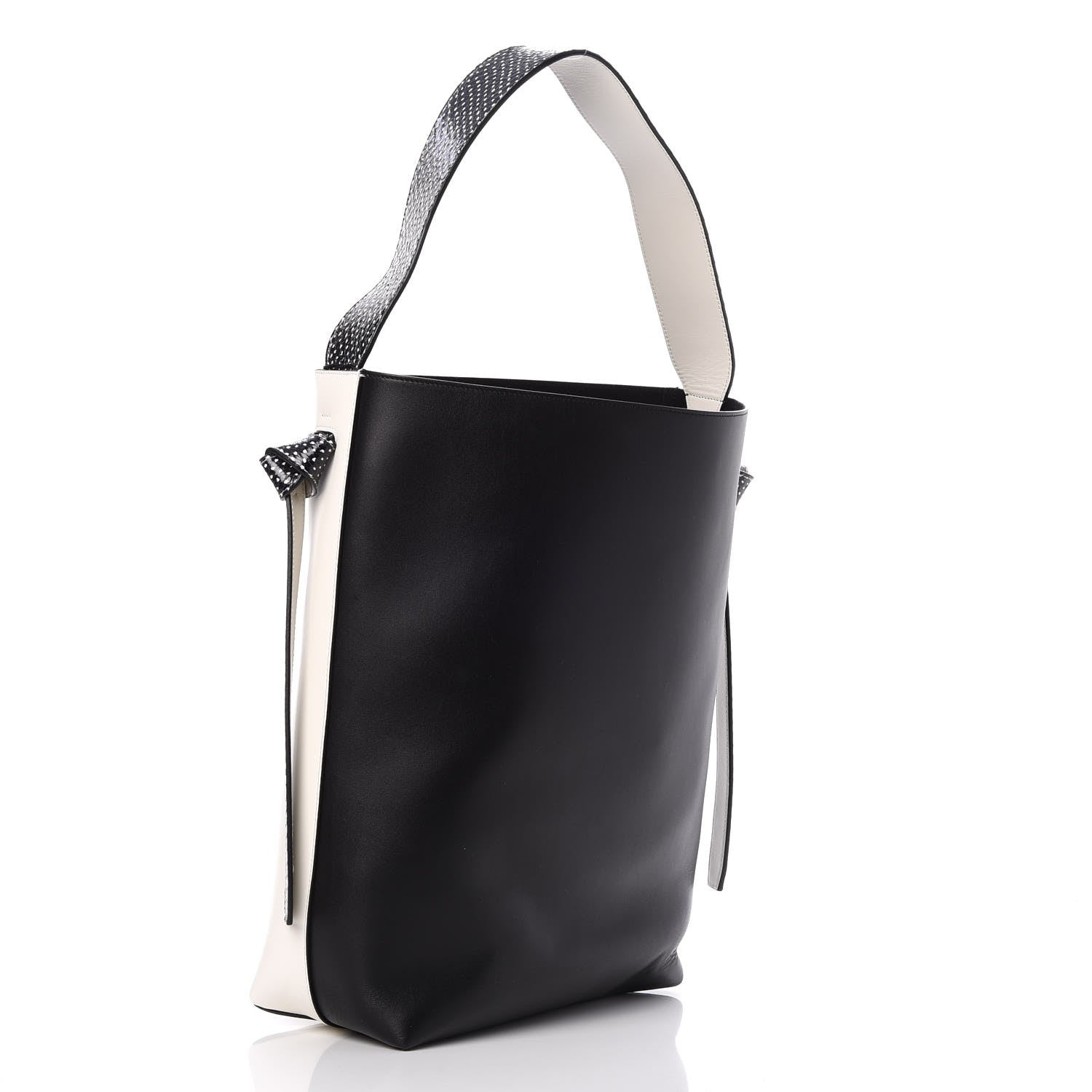 Celine Shiny Smooth Calfskin Small Twisted Cabas White Black 3 of 13