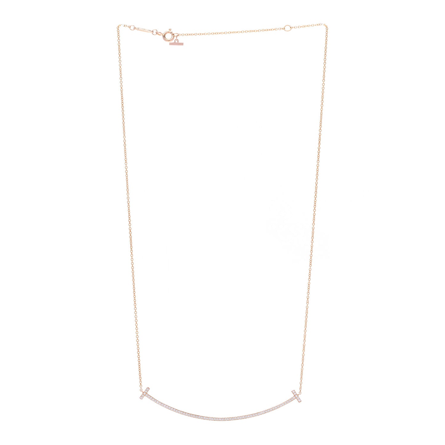 18K Rose Gold Diamond Large T Smile Pendant Necklace