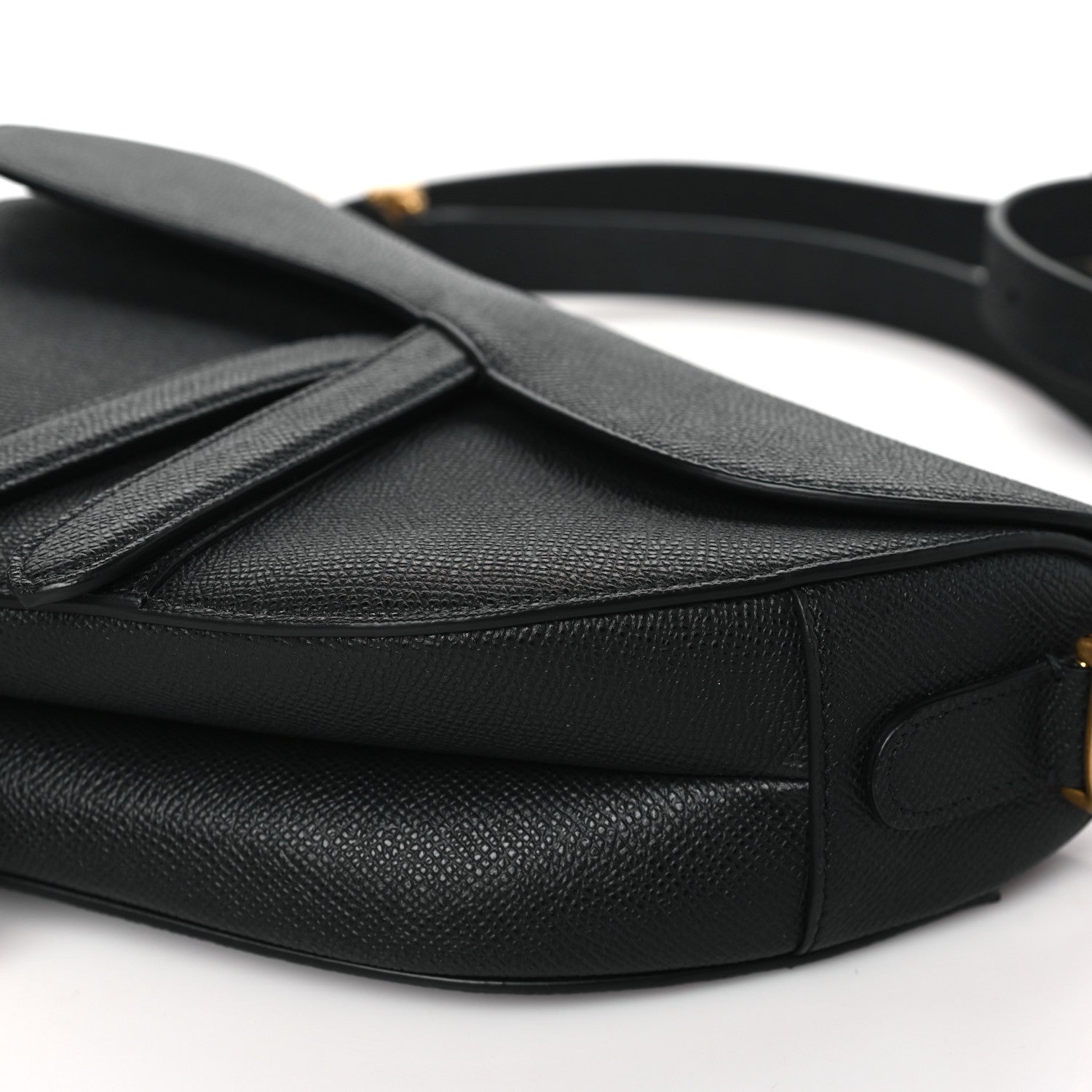 Christian Dior Grained Calfskin Saddle Bag With Strap Black 10 of 10