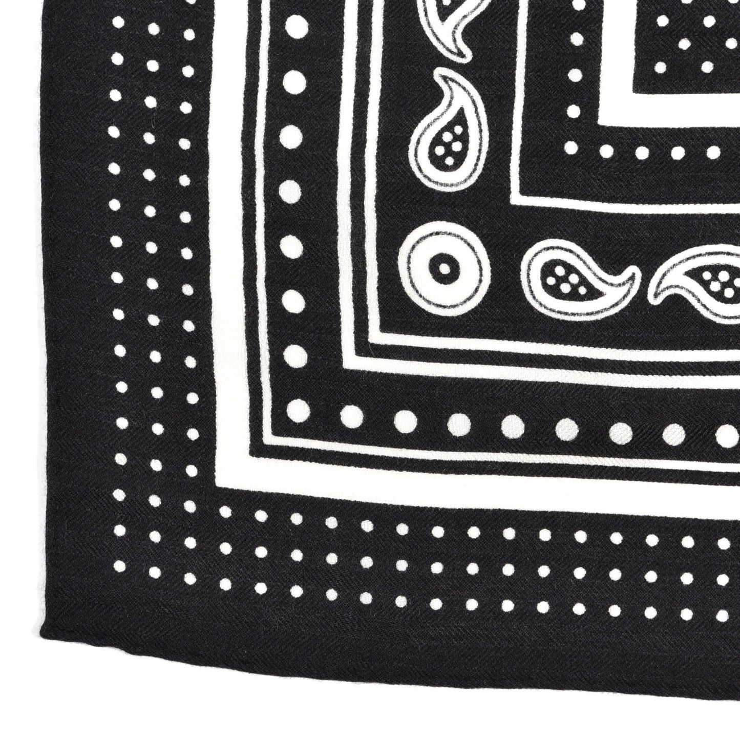 Cashmere Silk Les Cles Bandana Shawl 140 Black White