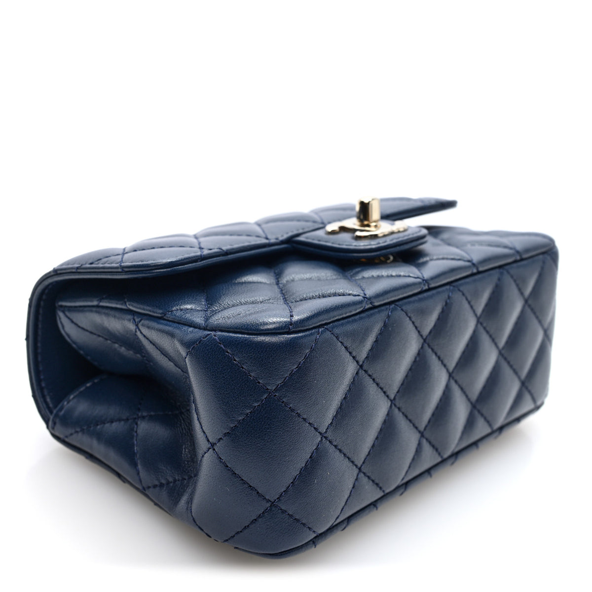 Chanel Lambskin Quilted Mini Crystal Top Handle Rectangular Flap  Navy 4 of 10