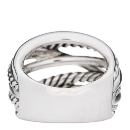 David Yurman Sterling Silver 18mm Wide Crossover Cable Ring 52 6 3 of 4