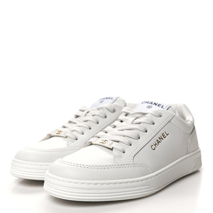 Chanel Calfskin Womens CC Logo Sneakers 37 White 3 of 9