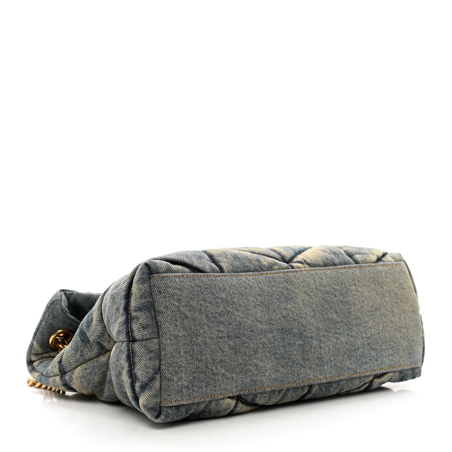 Saint Laurent Denim Quilted Small Loulou Puffer Monogram Chain Satchel Blue Cinnamon 4 of 9