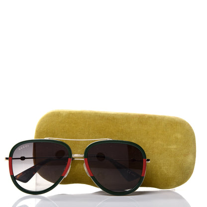 Gucci Web Aviator Sunglasses GG0062S Green Red 8 of 8