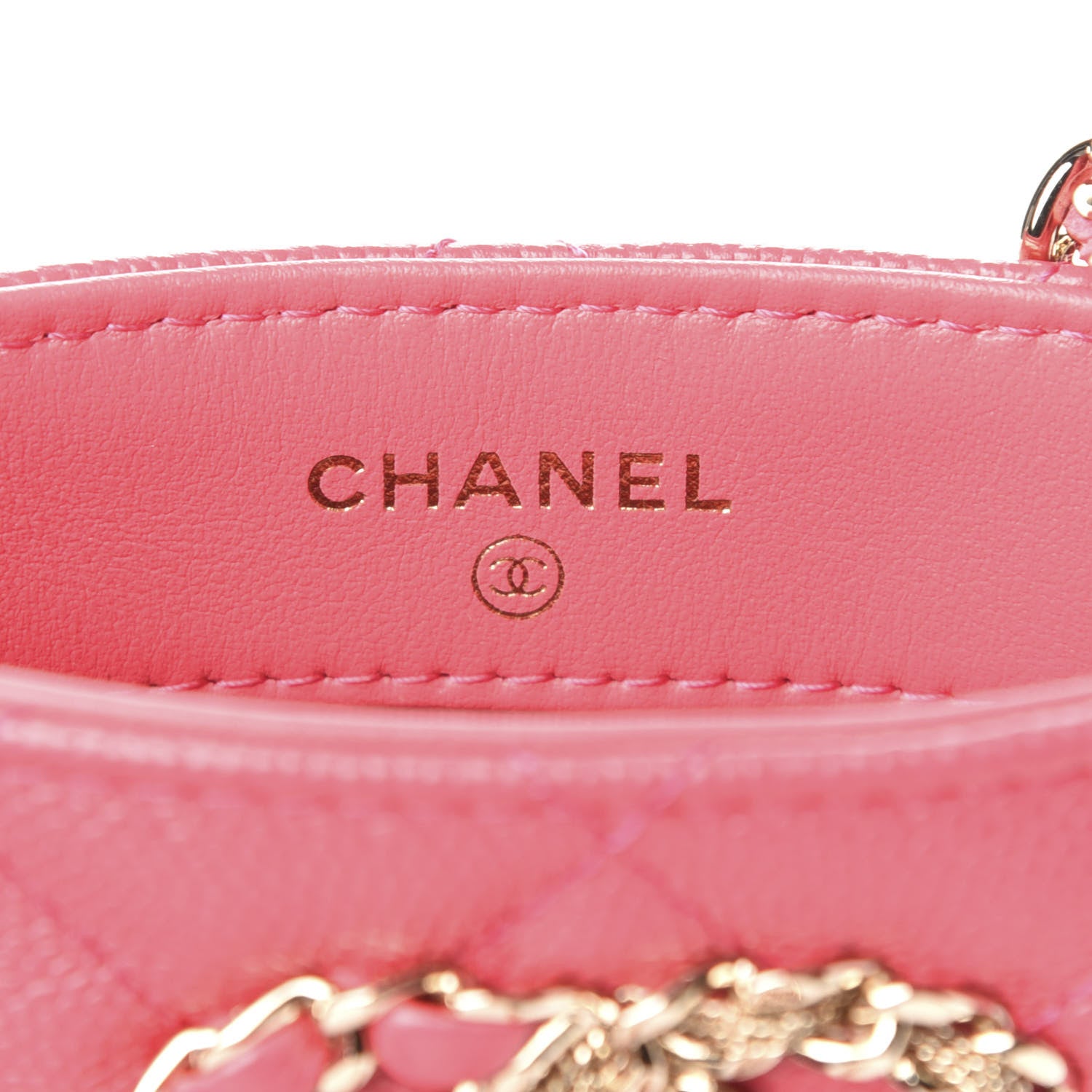 Chanel Caviar Quilted French New Wave Phone Holder With Chain Pink 8 of 10