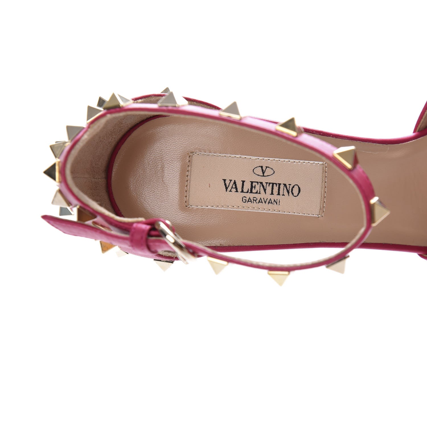 Valentino Garavani Nappa Rockstud All Over Peep Toe Ankle Strap Sandals 38 Dark Pink 7 of 8