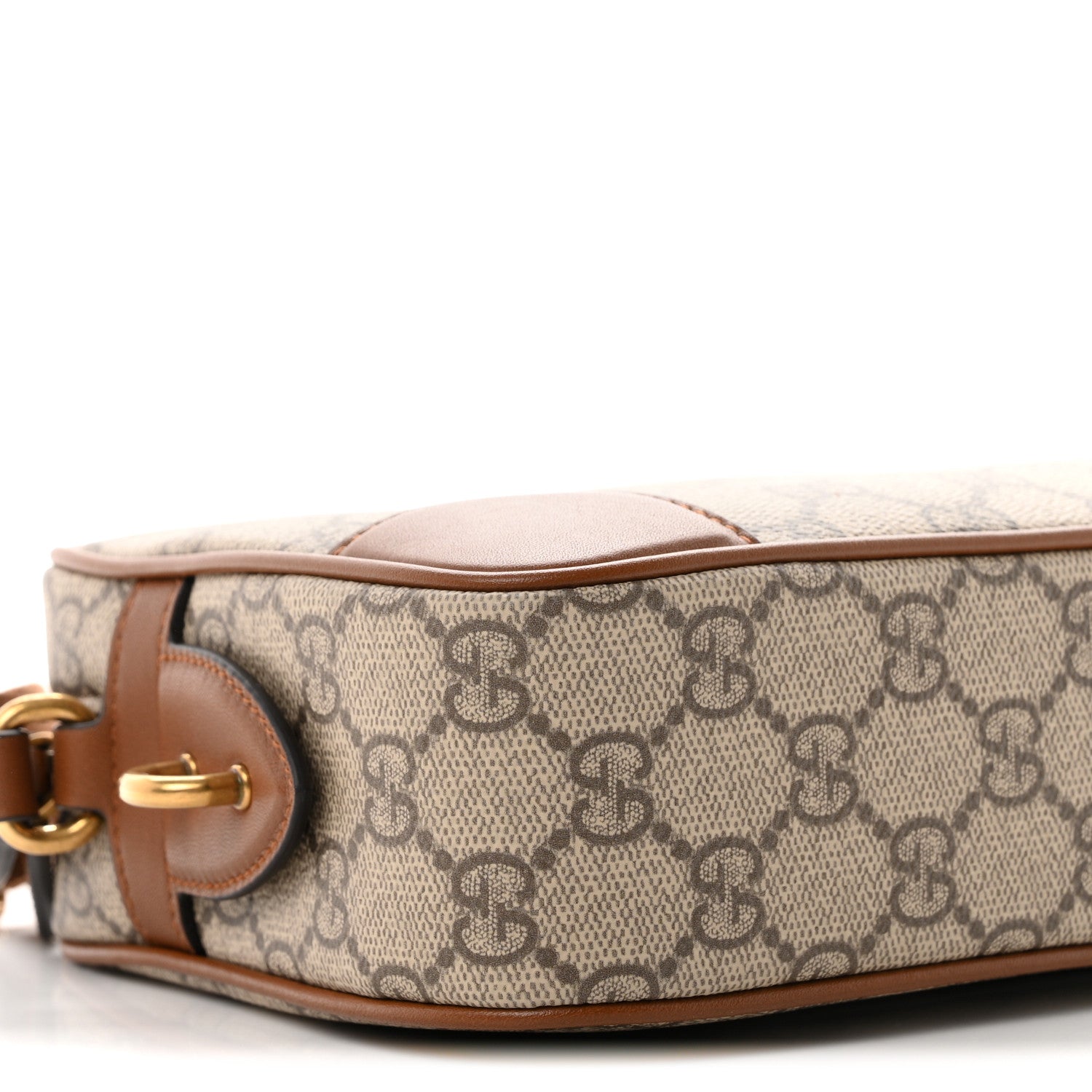 Gucci GG Supreme Monogram Textured Calfskin Emblem Mini Crossbody Beige Dark Brown 8 of 10