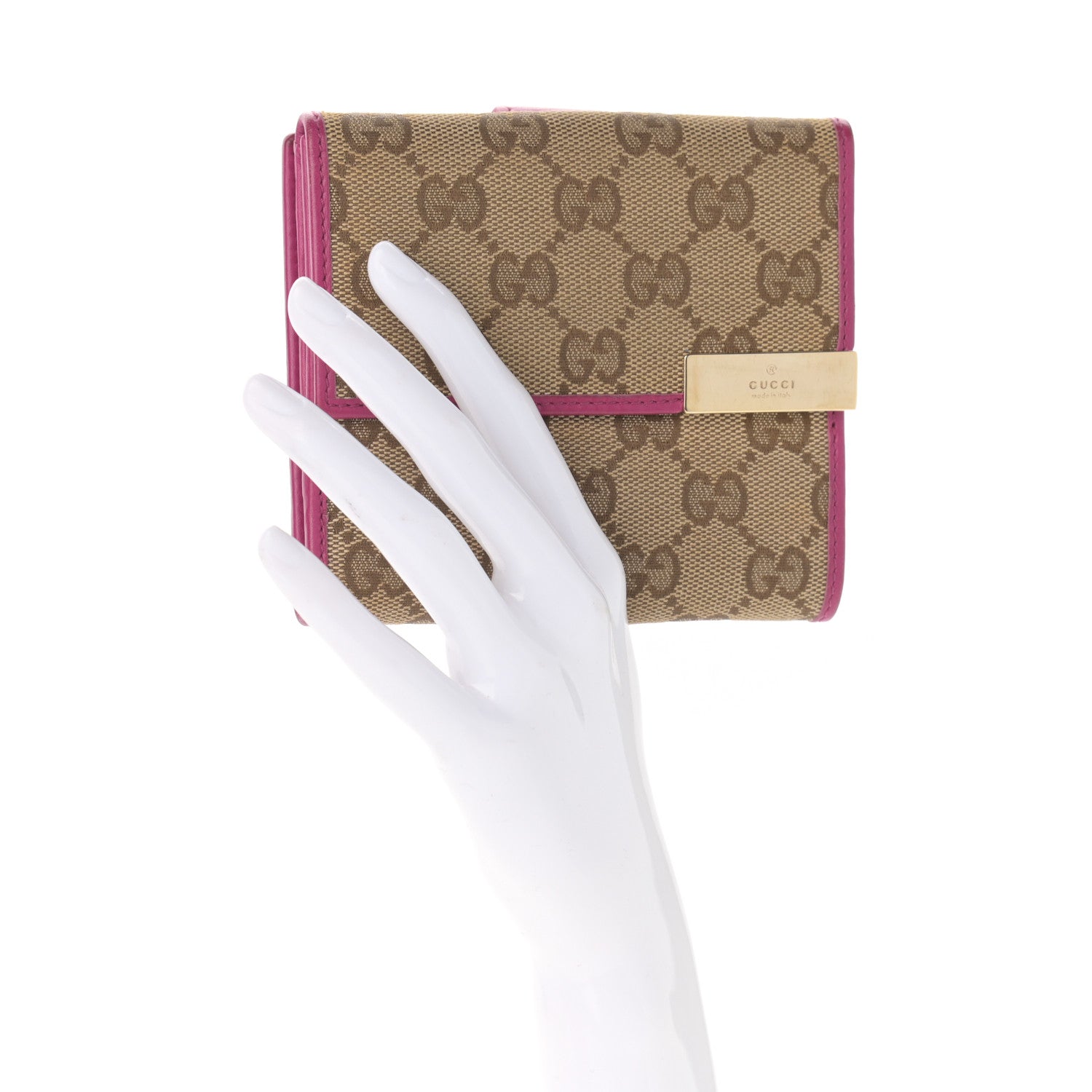 Gucci Monogram Dice French Flap Wallet Fuchsia 2 of 10