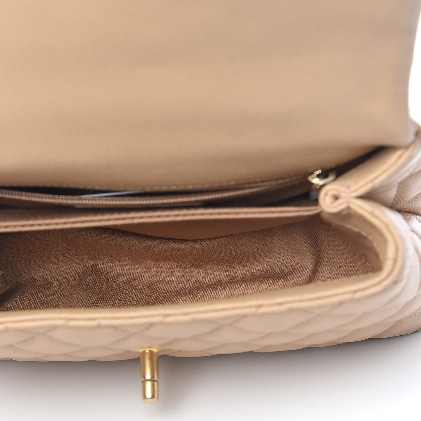 Caviar Quilted Mini Coco Handle Flap Beige