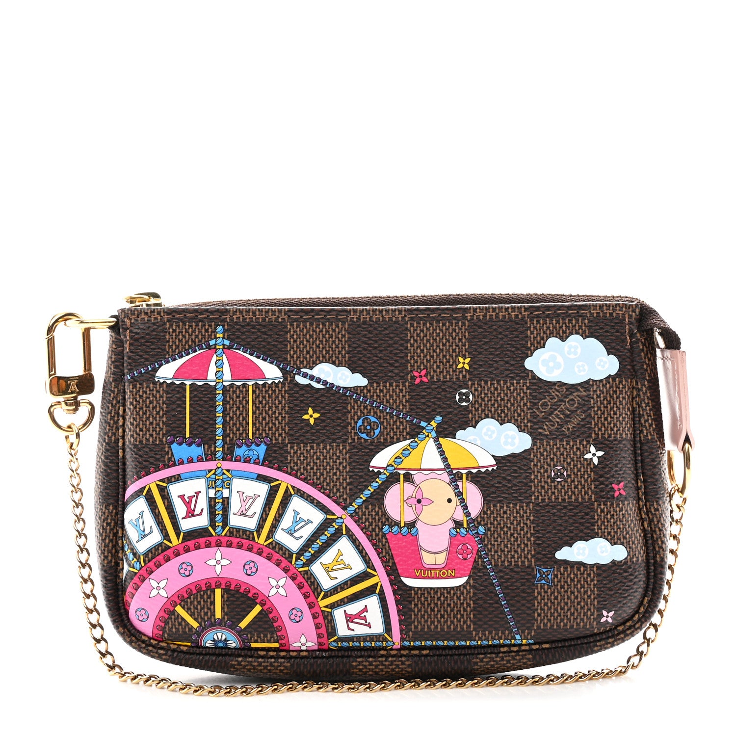 Louis Vuitton Damier Ebene 2020 Christmas Animation Big Wheel Mini Pochette Accessories Rose Ballerine 1 of 8
