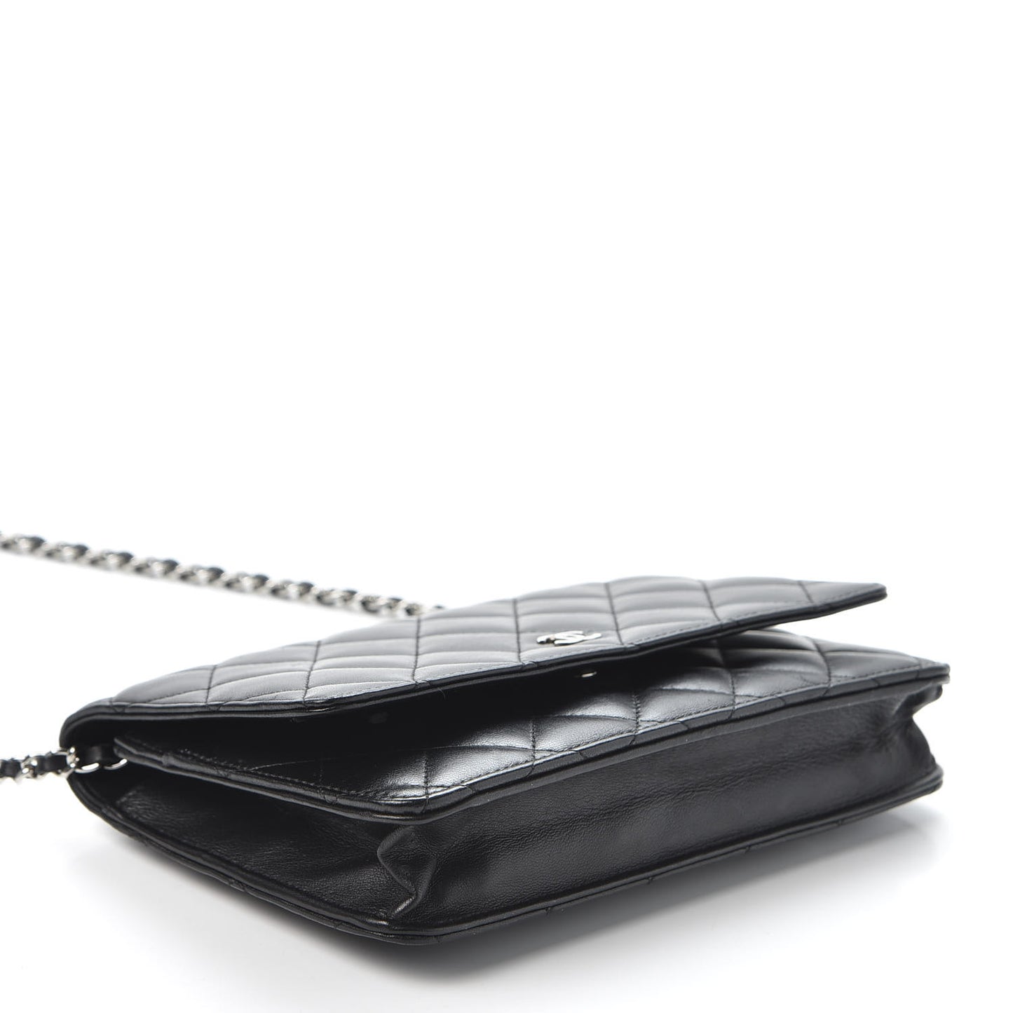 Lambskin Quilted Wallet On Chain WOC Black