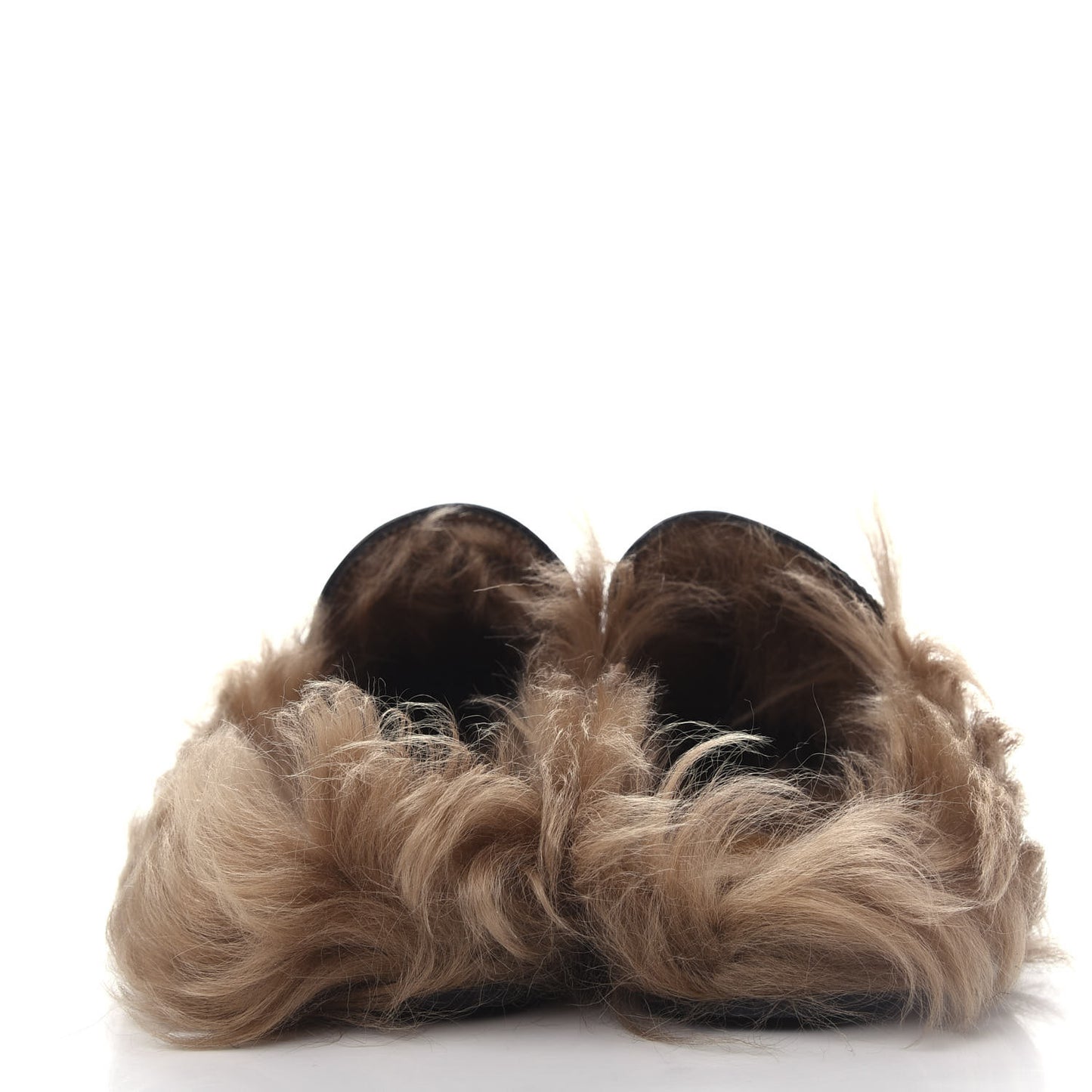 Patent Fur Womens Princetown Slippers 38 Black Natural