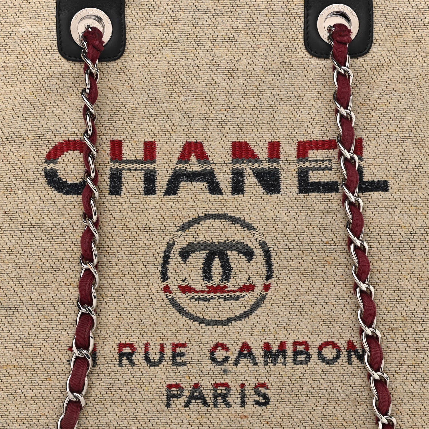 Chanel Striped Canvas Medium Deauville Tote Beige 8 of 14