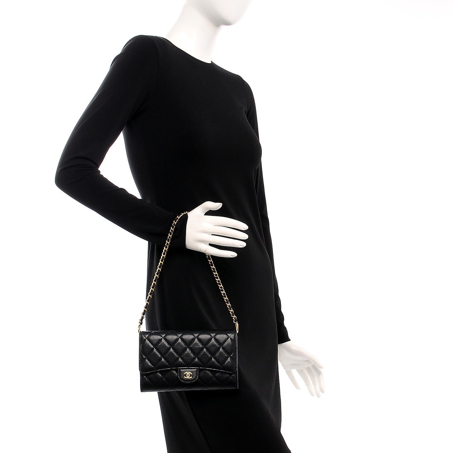 Chanel Caviar Quilted Wallet on Removable Chain Black 2 of 15