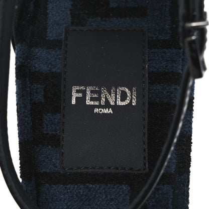 Fendi Chenille Jacquard FF Cut Baguette Ankle Strap 105mm Pumps 38 Black Blue 9 of 11