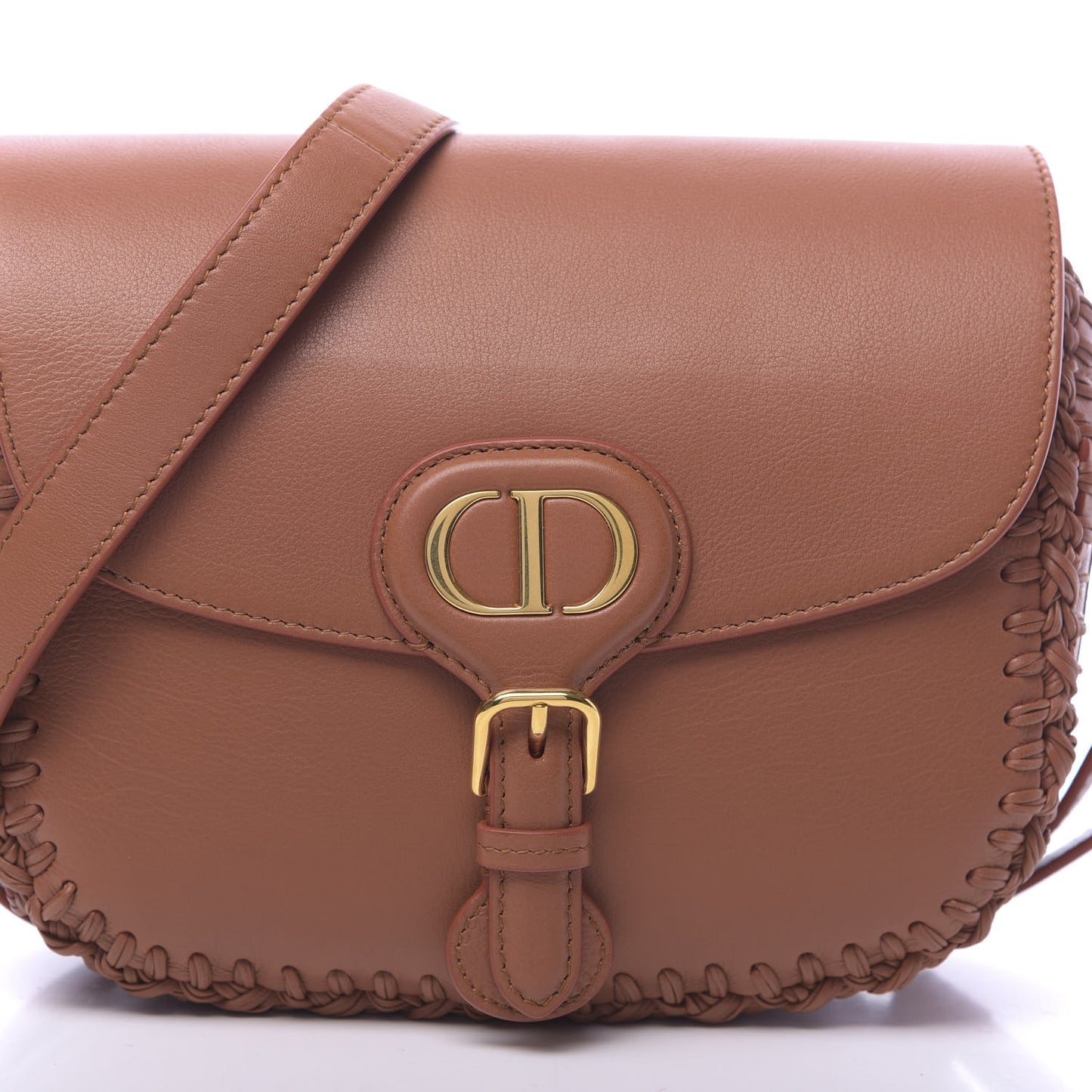 Grained Calfskin Medium Whipstitched Bobby Bag Dark Tan