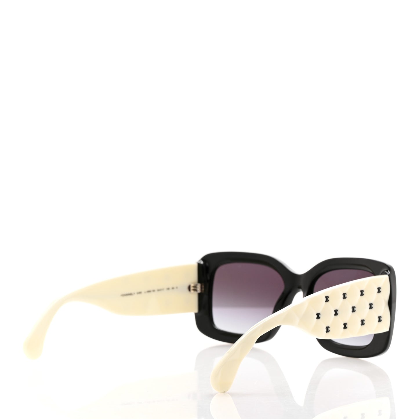 Acetate Quilted CC Rectangle Sunglasses 5483 White Black