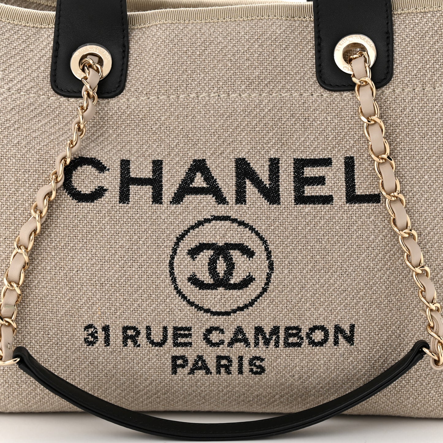 Mixed Fibers Small Deauville Tote Beige Black