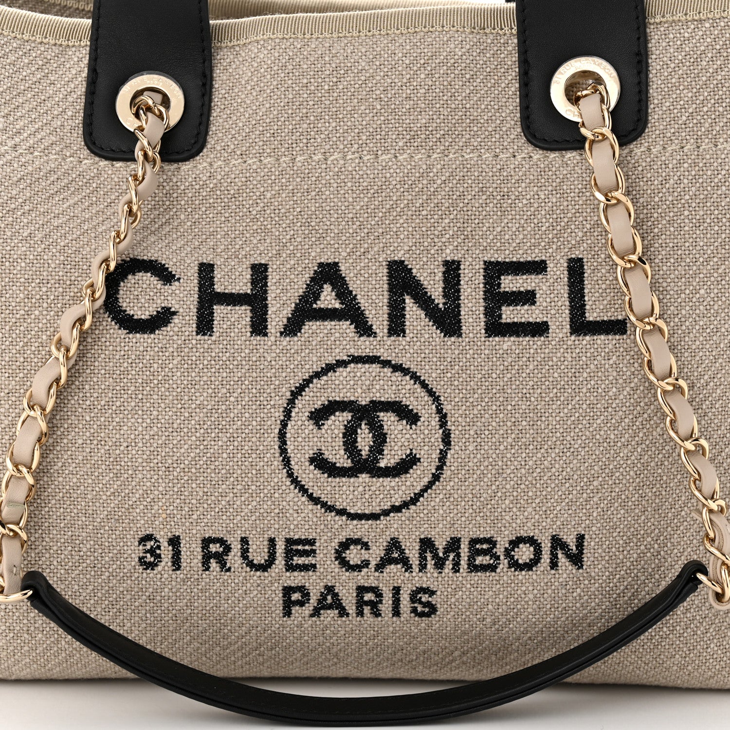 Chanel Mixed Fibers Small Deauville Tote Beige Black 9 of 11