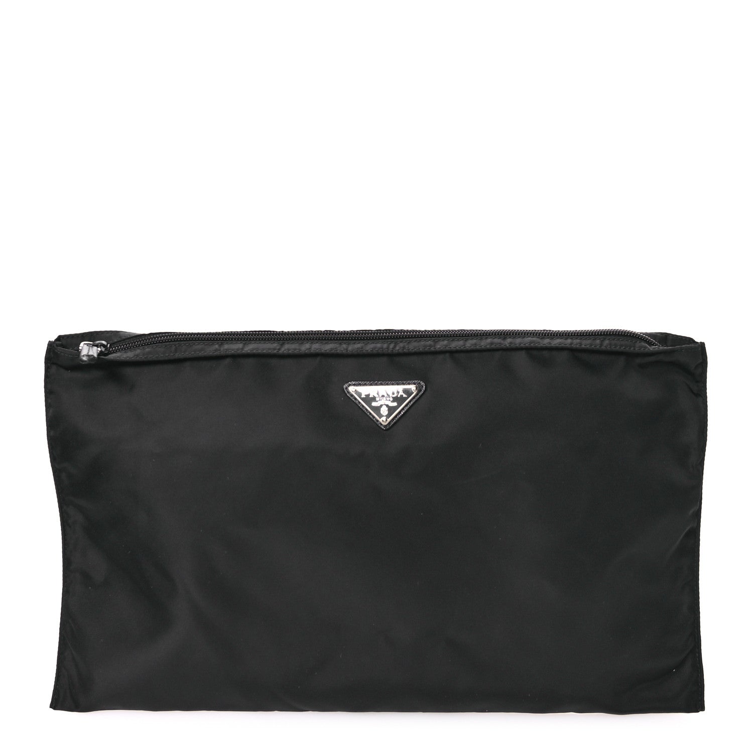 Prada Tessuto Nylon Saffiano Flat Pouch Black 1 of 6