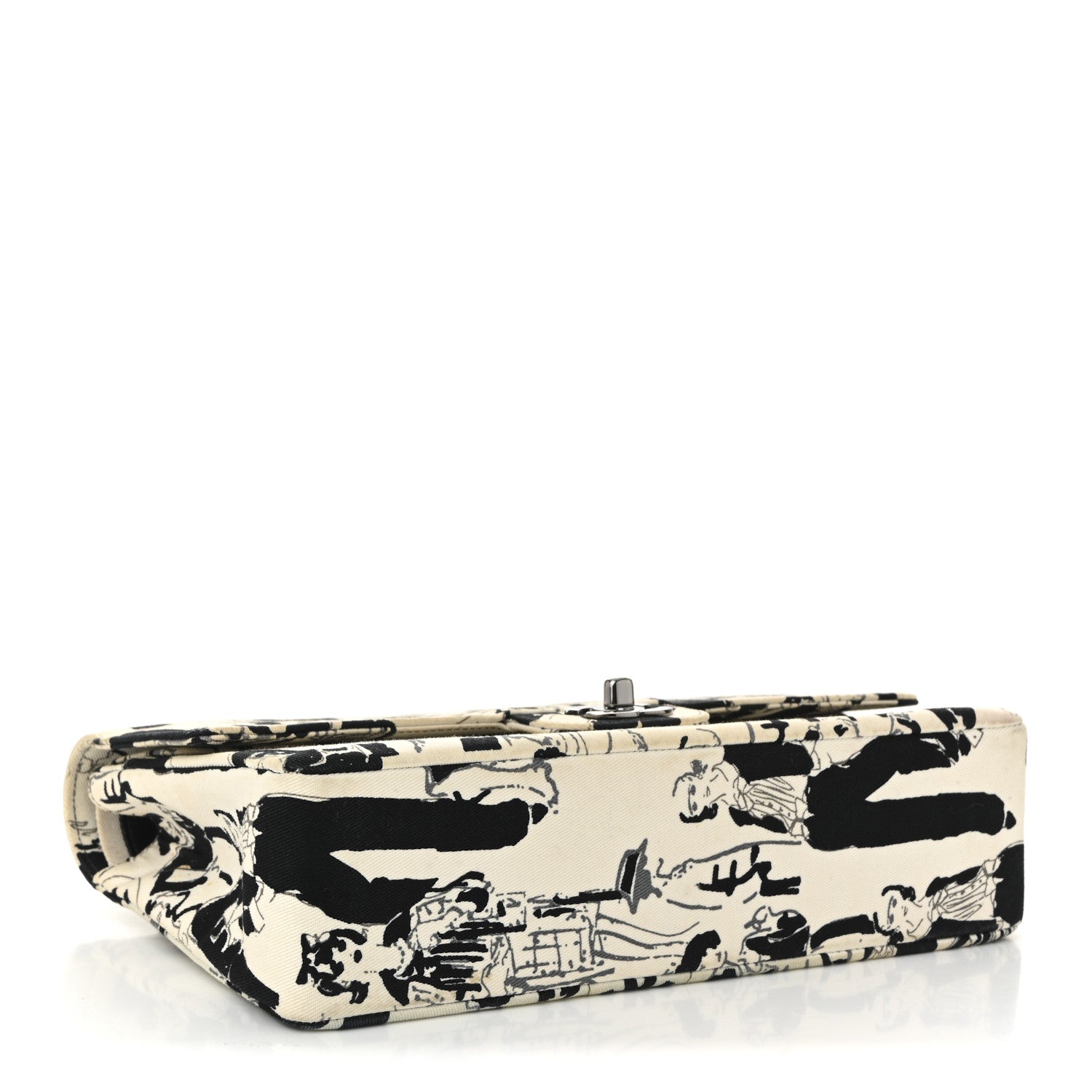 Chanel Canvas Coco Icons Medium Double Flap Black White 4 of 13