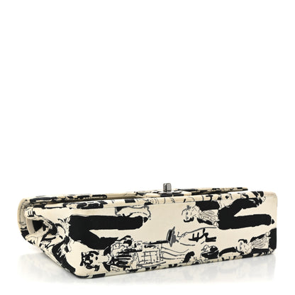 Chanel Canvas Coco Icons Medium Double Flap Black White 4 of 13