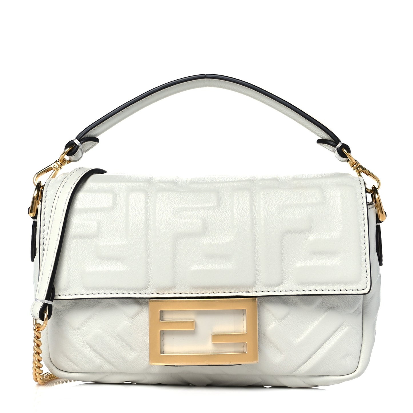 Nappa FF 1974 Embossed Mini Baguette White