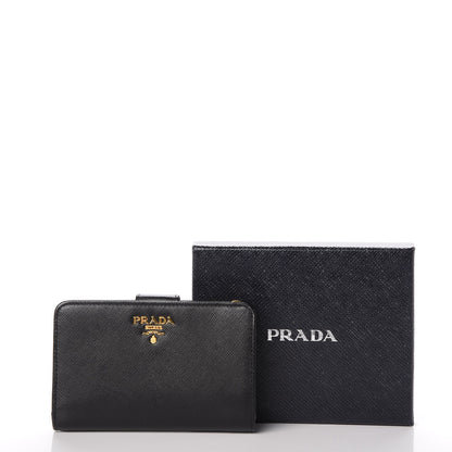 Prada Saffiano Compact Wallet Nero Black 9 of 9