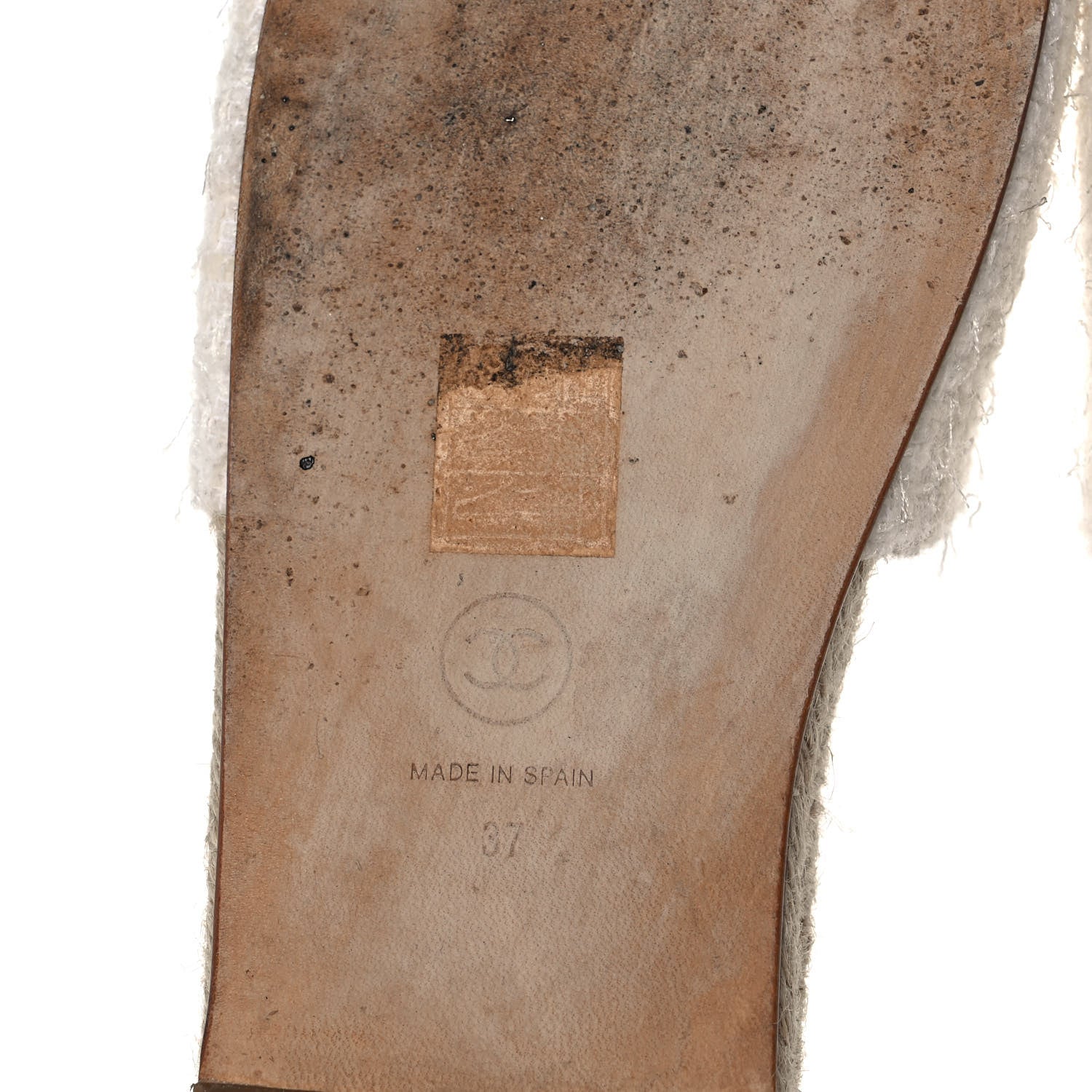 Chanel Tweed Grosgrain CC Espadrille Slip On Sandals 37 White Black 9 of 10