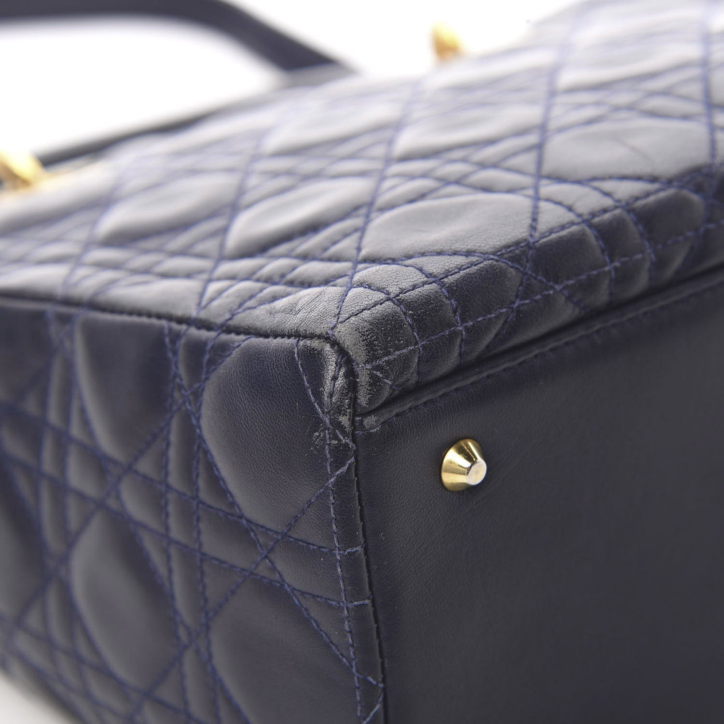 Lambskin Cannage Medium Lady Dior Navy Blue