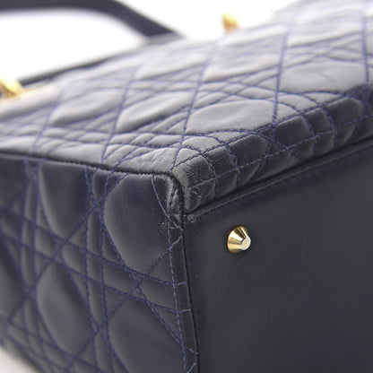Christian Dior Lambskin Cannage Medium Lady Dior Navy Blue 8 of 15