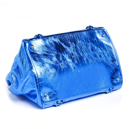 Chanel Leather Modern Chain Tote Metallic Blue 4 of 7