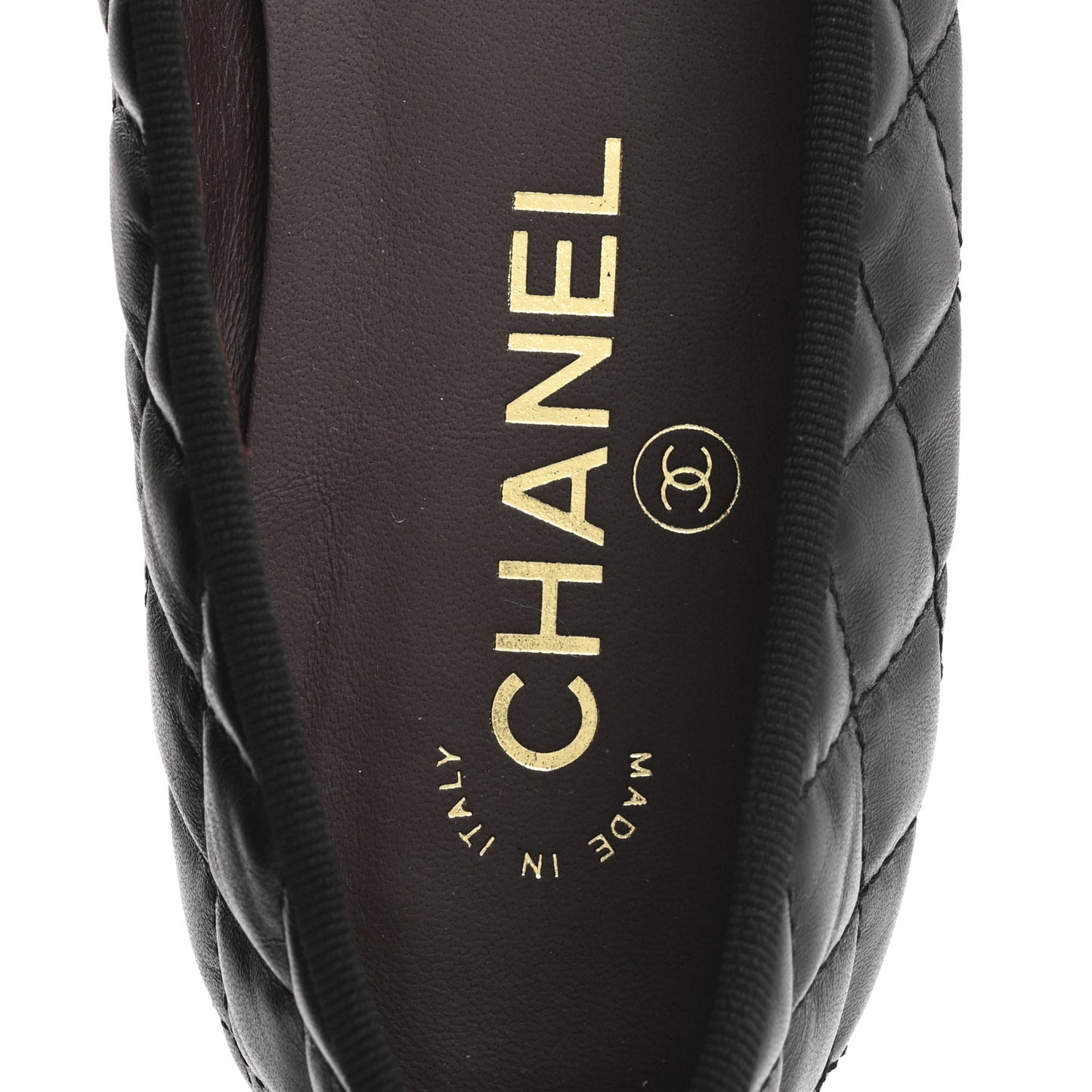 Aged Calfskin Quilted CC Cap Toe Ballerina Flats 40 Black