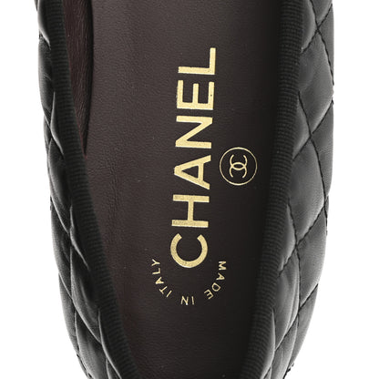 Chanel Aged Calfskin Quilted CC Cap Toe Ballerina Flats 40 Black 7 of 12