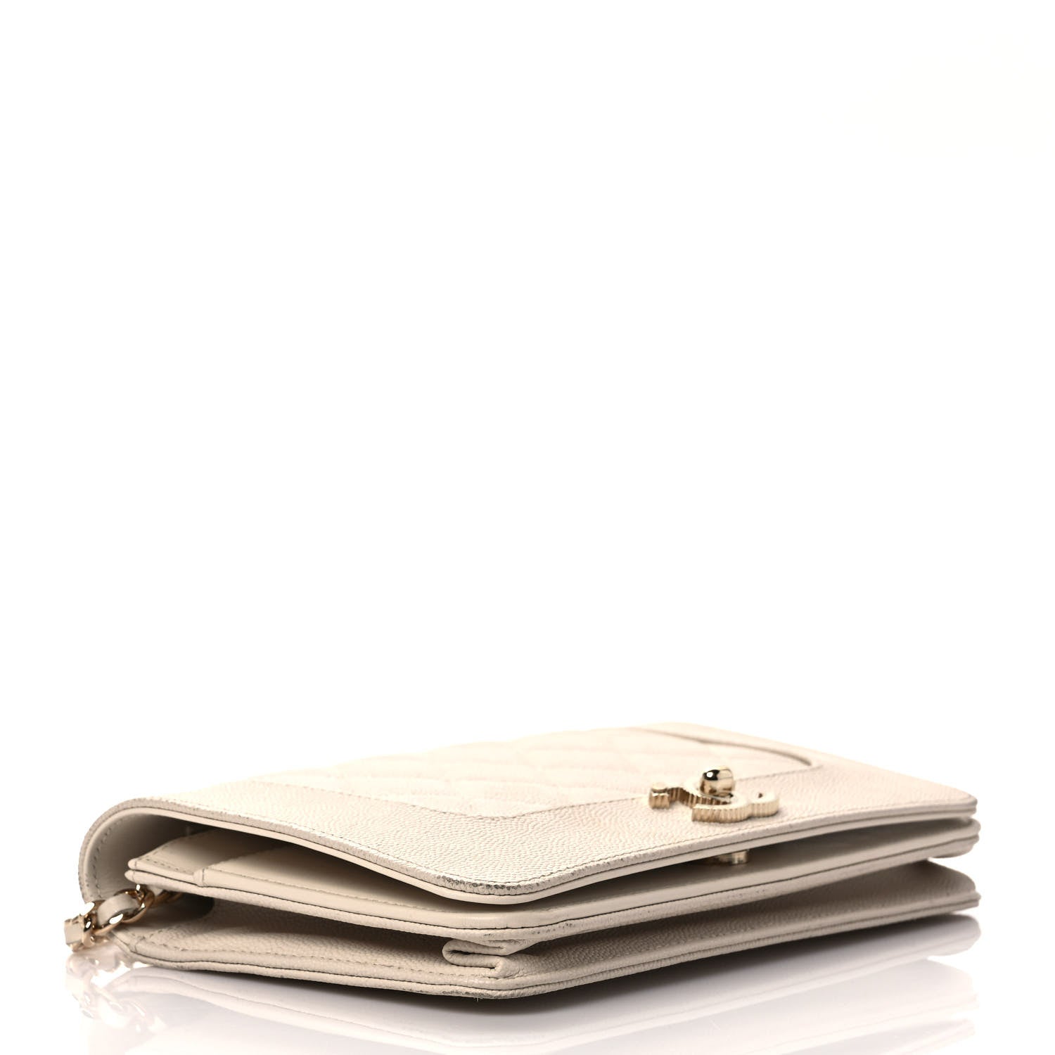 Chanel Caviar Quilted Vintage Mademoiselle Wallet On Chain WOC Beige 4 of 9