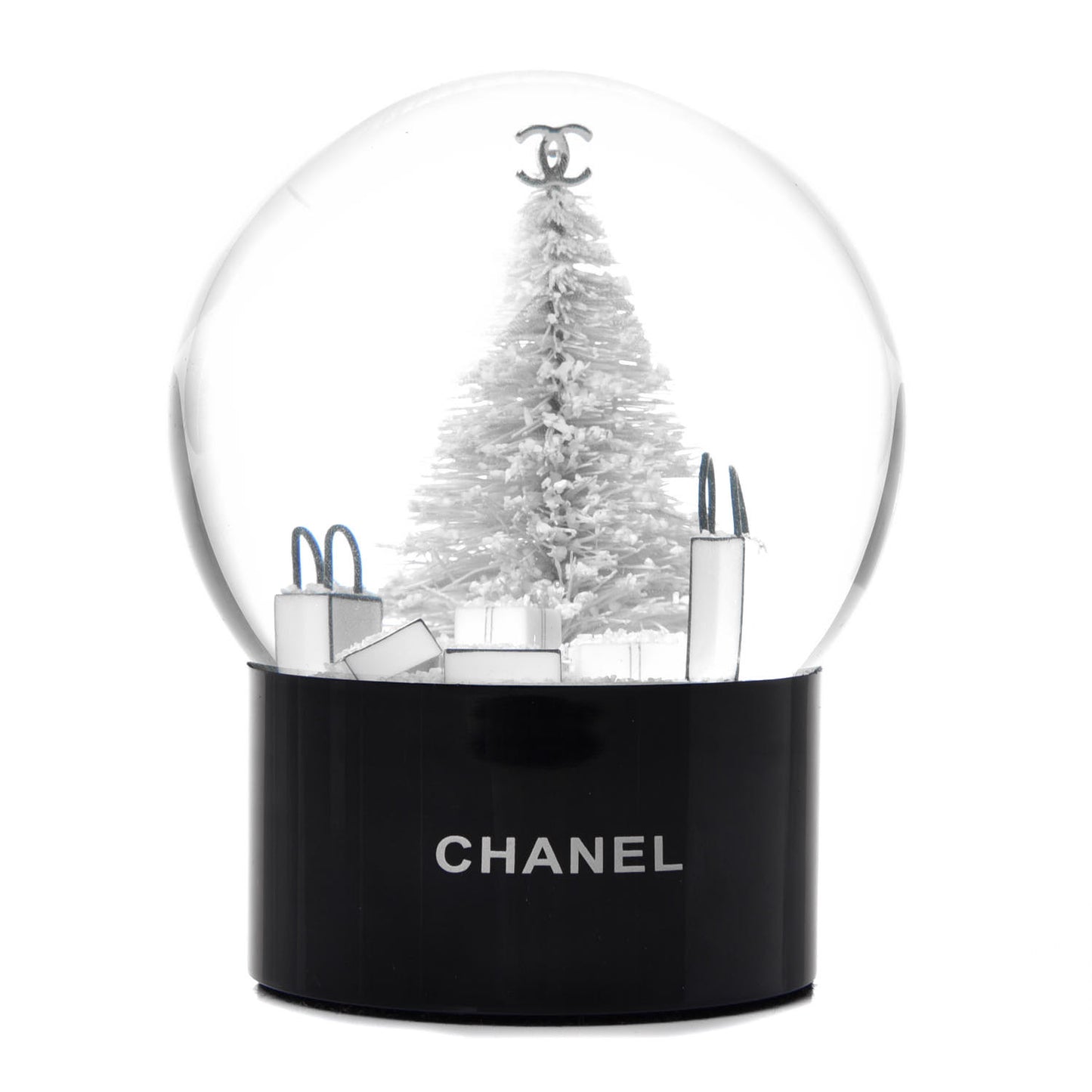 Glass Christmas Tree Shopping Bag Snow Globe