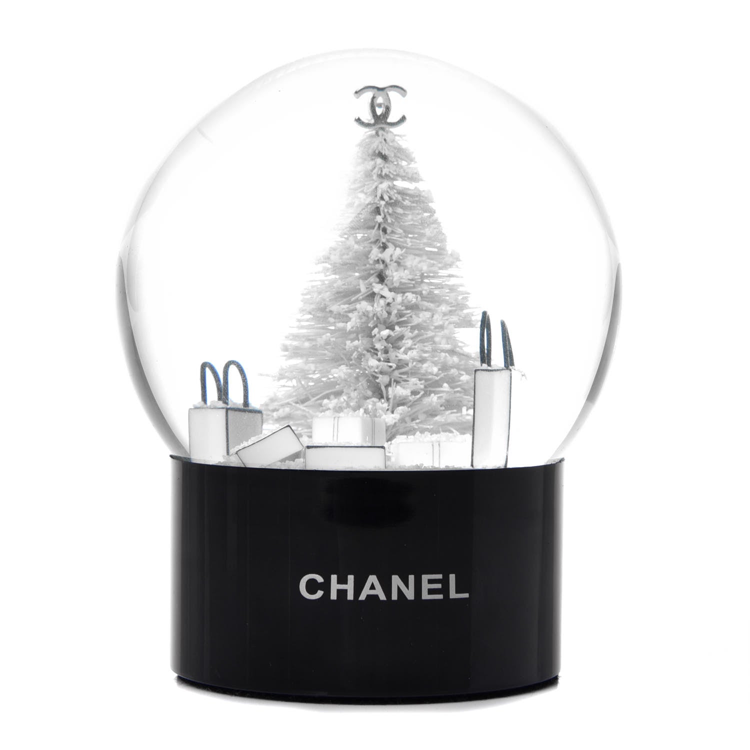 Chanel Glass Christmas Tree Shopping Bag Snow Globe 1 of 3