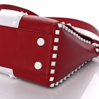 Valentino Garavani Vitello Colorblock Free Rockstud Top Handle Shoulder Bag Rosso Valentino White 7 of 8