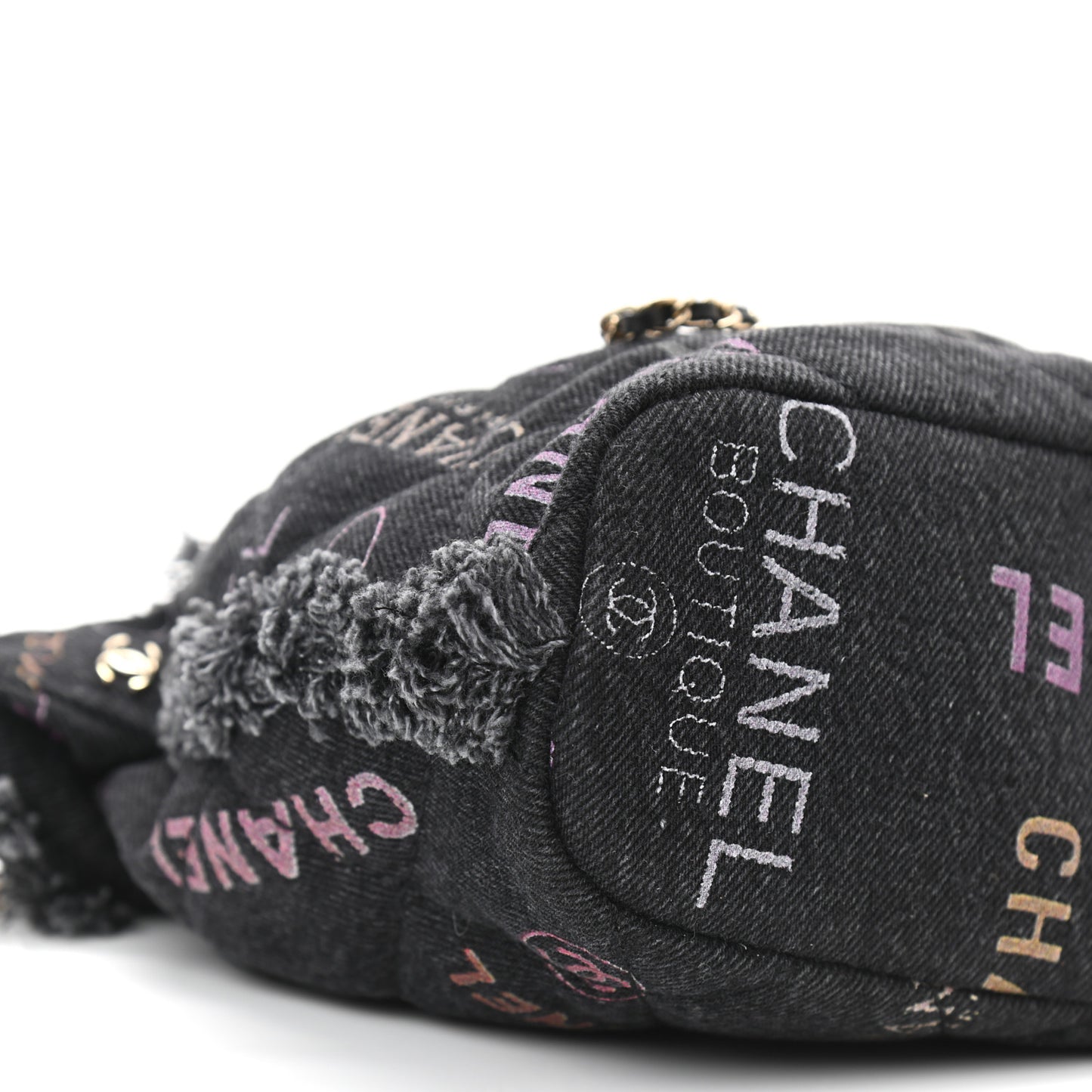 Denim Quilted Mood Small Bucket With Chain Black Multicolor