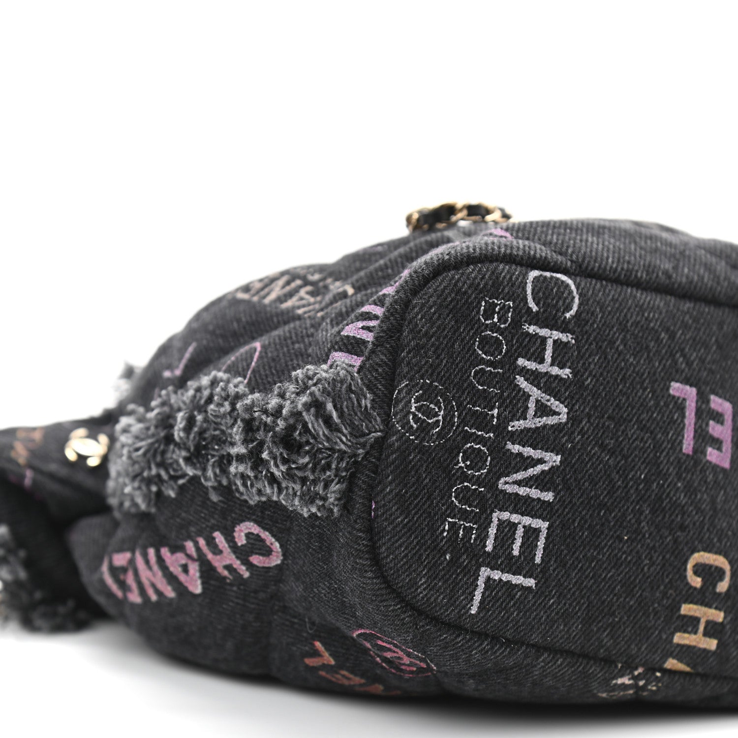 Chanel Denim Quilted Mood Small Bucket With Chain Black Multicolor 9 of 10