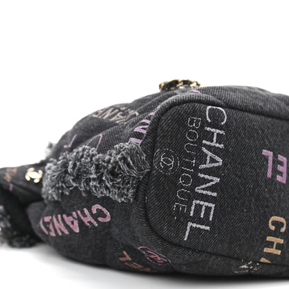 Chanel Denim Quilted Mood Small Bucket With Chain Black Multicolor 9 of 10