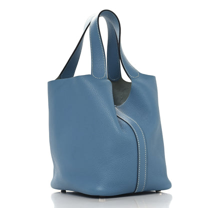 Hermes Taurillon Clemence Picotin 18 PM Blue Jean 3 of 13