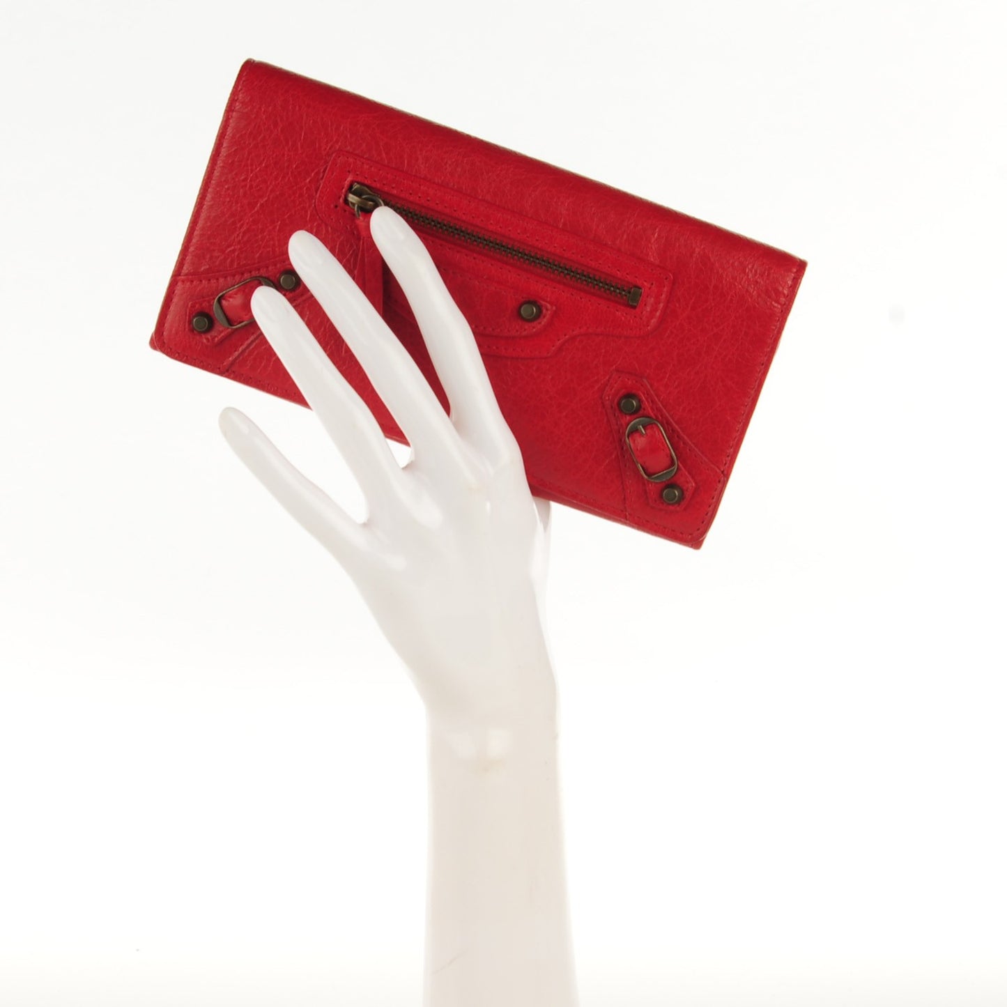 Agneau Classic Hardware Money Wallet Rouge Lipstick